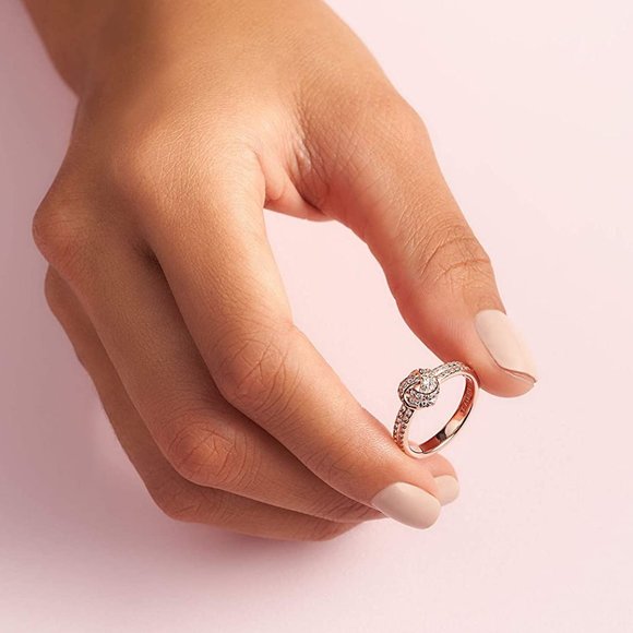 Pandora Gold Rose Sparkling Love Knot Ring - Picture 3 of 5